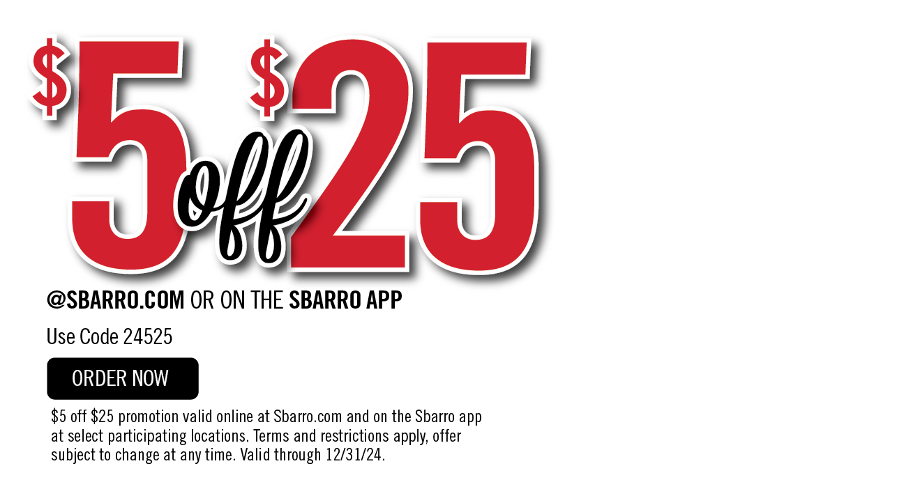 $5 off an order of $25 or more