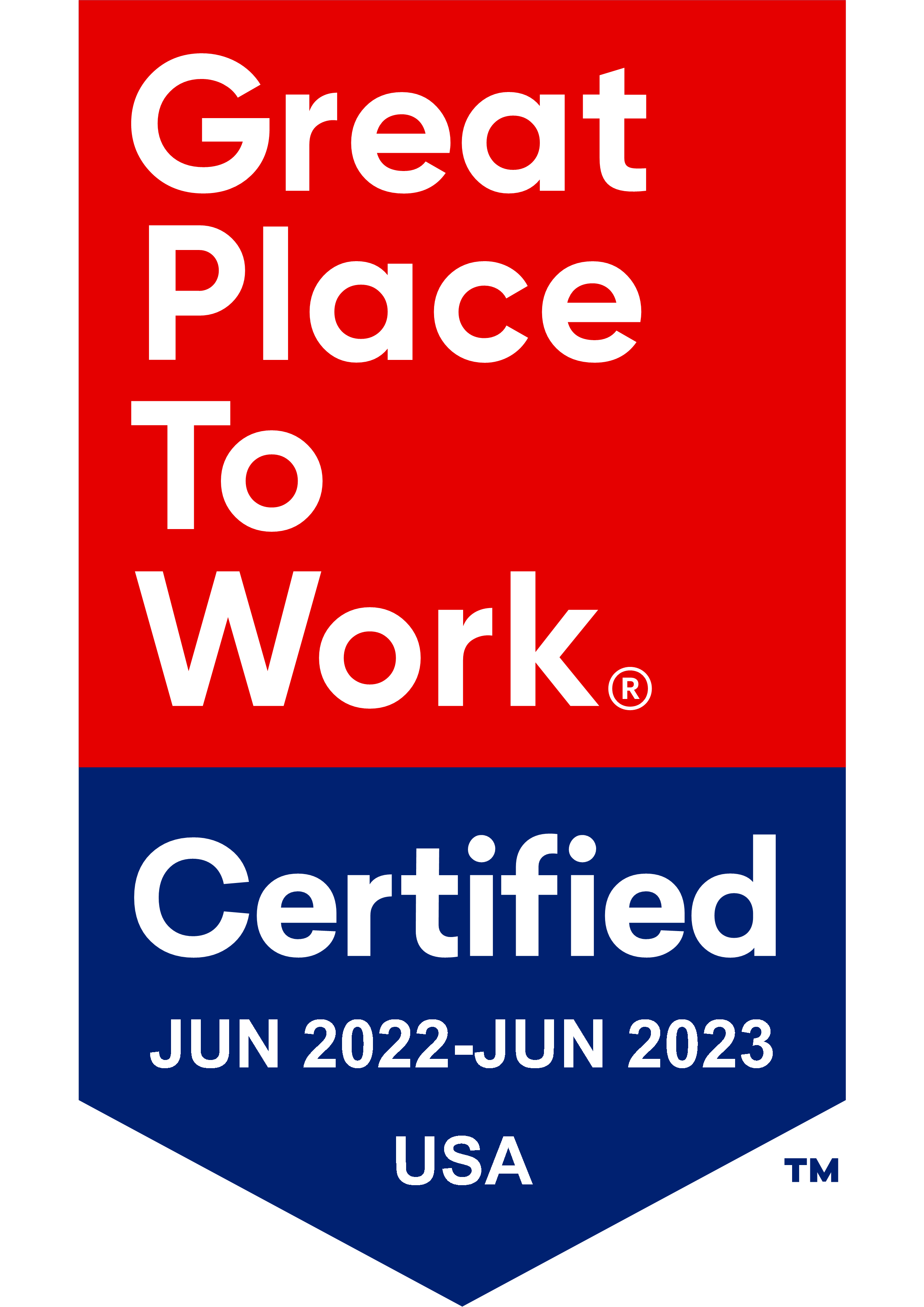 Great Place to Work Certified June 2022 - June 2023 USA